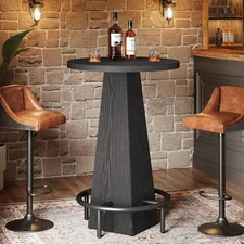 Bar Table, 37.4" High Round Pub Table for Small Bars, Dining Room, Kitchen-Black