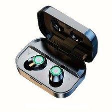 TRUE PORTABLE WIRELESS EarBuds Headphones Bluetooth Built-In Mic USB Black NIB 