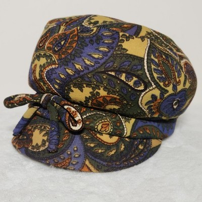 Vintage Paisley Newsboy Cabbie Hat Union Made USA Cadet Cap