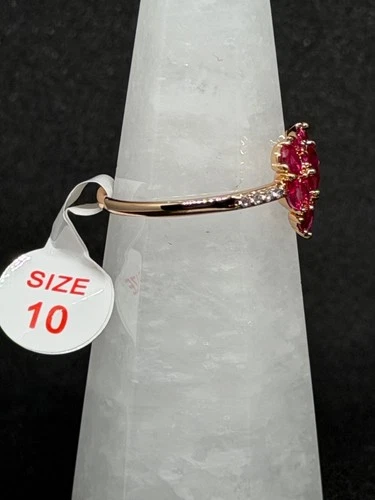 Bomb Party Ring Sz 10  "Sweetest Charm" Ruby on Rose Gold image 2