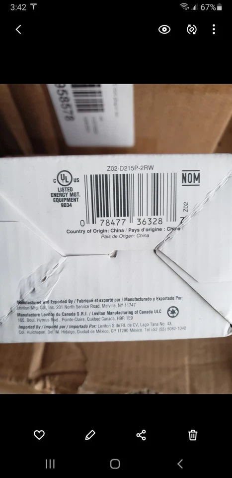 Mini interruptor enchufable inteligente Leviton Decora Wi-Fi 2da generación blanco D215P Foto 2 de 2