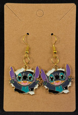 Disney Inspired - Stitch - Earrings - Dangle - Gold Hooks - Handmade - D