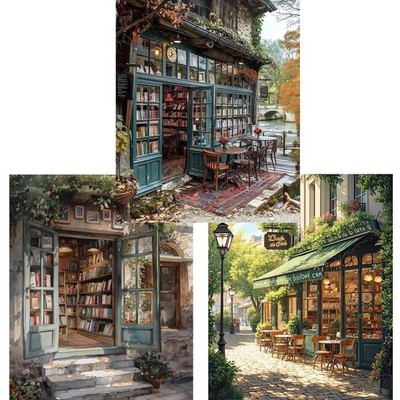 3 Pack Bookshop Diamond Art Kits for Adults - Bookstore 5D Diamond Painting for 