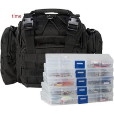 Dr.Fish Fishing Tackle Bag 5Boxes with 60 Lures Included Loaded Stocked Tackle T