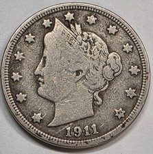 1911 Liberty Head V Nickel Coin 5c Circulated Good Condition No Reserve