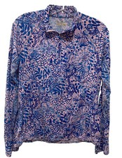 Lilly Pulitzer Luxletic Floral Pink Quarter Zip Long Sleeves Sz M Pockets