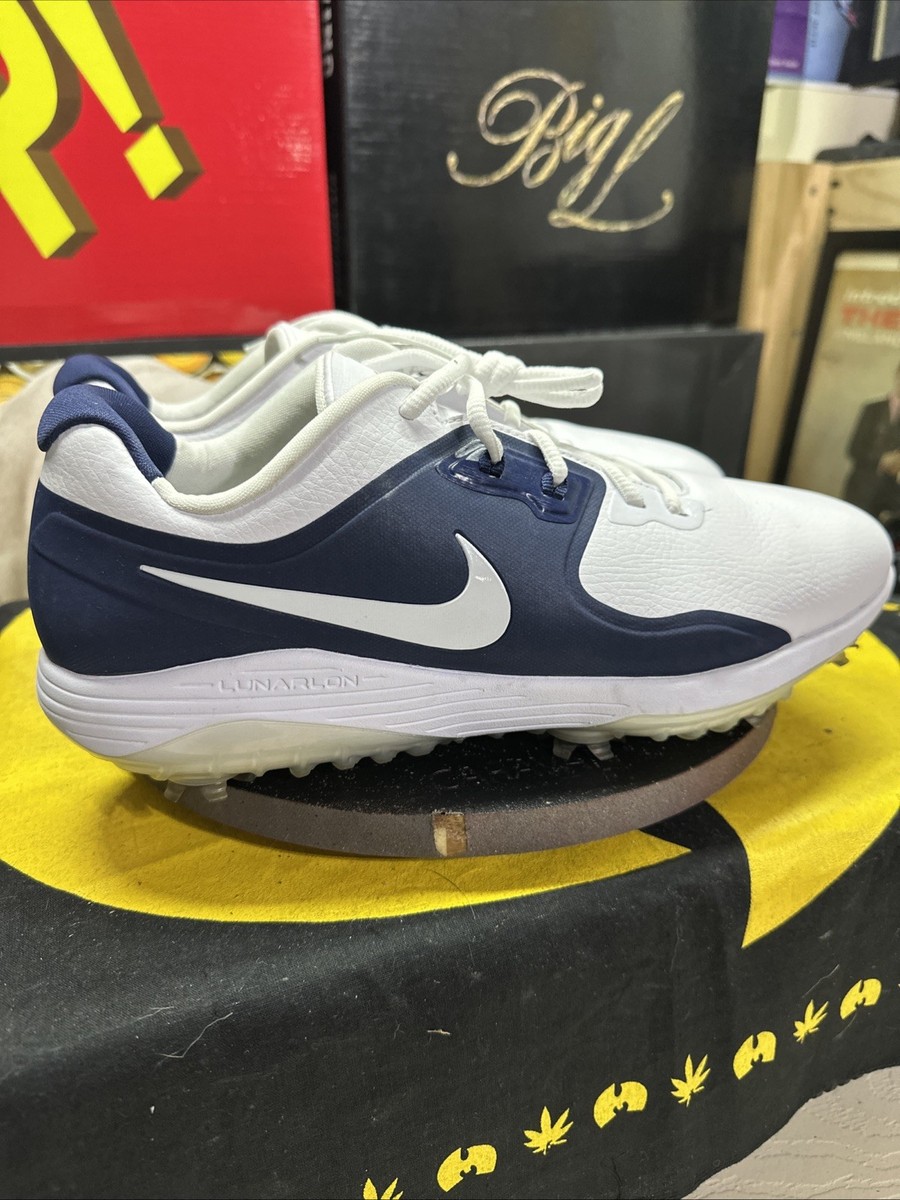EUC Nike Lunarlon Men's Size 11.5 Navy & White Golf Shoes Fitsole