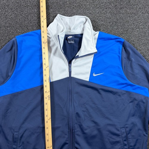 Nike Vintage Y2K Mens Track Jacket 3XL Blue Grey Colorblock Full Zip Swoosh - Picture 6 of 9