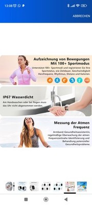 Popglory Smartwatch mit Telefonfunktion Fitnesstracker 2 Zoll Fitness Tracker