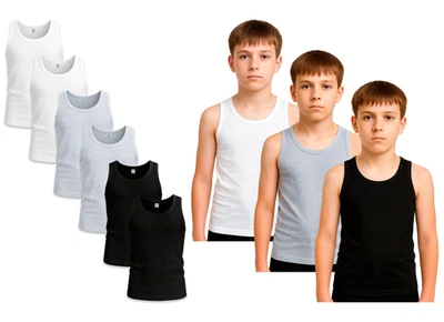 BAHOB 6 Pack Boy's Underwear Vests Soft Cotton Tank Tops Kids Sleeveless Vests