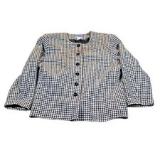 Pendleton Wool Jacket Women's 18 Black White Houndstooth Tweed USA Made
