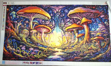 COMPLETED Diamond Art Colorful Mushrooms Sealed Unframed 70x40cm