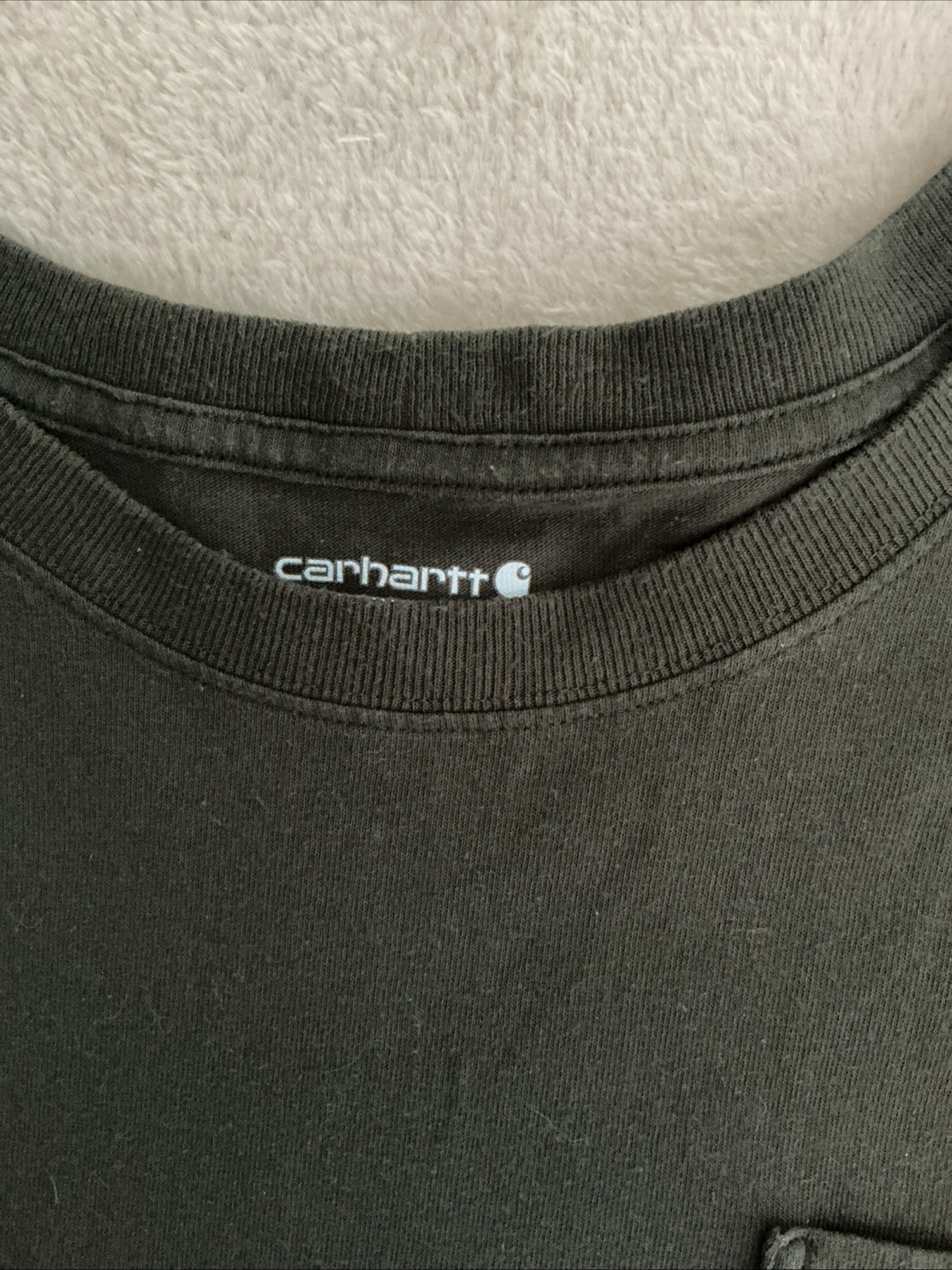 Mens Carhartt T Shirt Top Dark Khaki Green Loose Fit XL Extra Large image 3