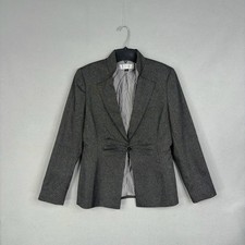 Tahari Blazer Women 10 Grey Ruched Waist Professional Career Office Jacket