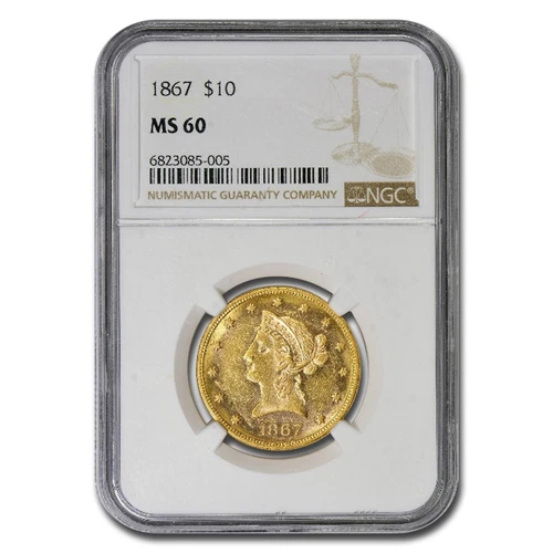 1867 $10 Liberty Gold Eagle MS-60 NGC
