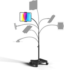 Adjustable Height Floor Stand on Wheels for Tablet Phone - Gooseneck Holder Mo