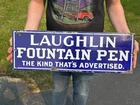 RARE Vintage 1920s Laughlin Fountain Pen Porcelain Advertising Sign