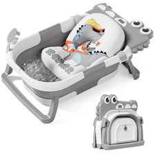 Collapsible Baby Bathtub, Soft Cushion, Thermometer, Infant - Toddler, Portable