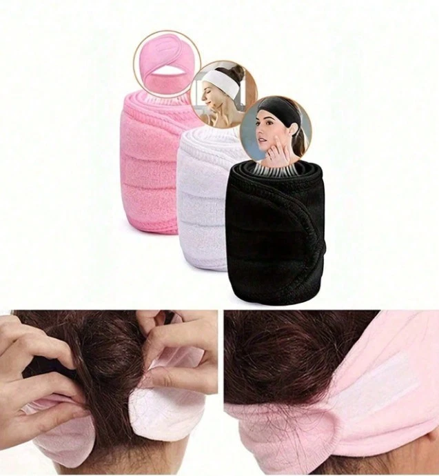 Diadema Spa Antideslizante Ajustable 2 Piezas - Banda Ancha Suave para Maquillaje y Cuidado de la Piel -NUEVA Foto 3 de 4