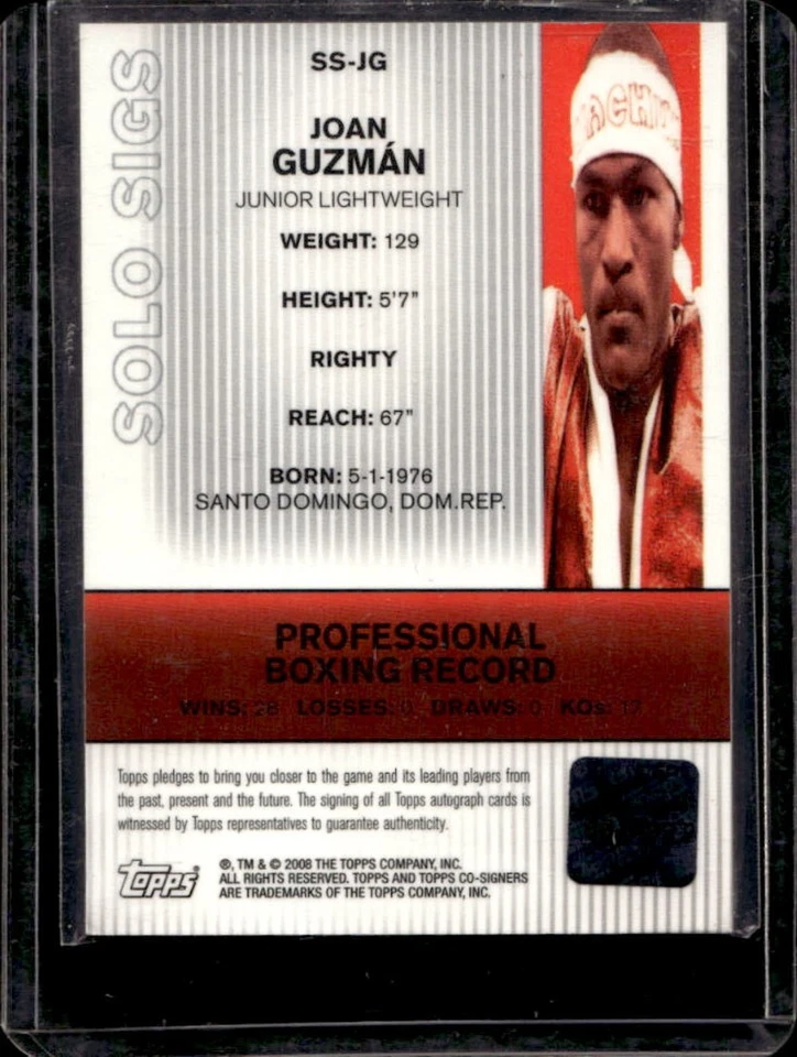 2008 Topps Co-Signers Joan Guzman Solo Sigs Auto #SS-JG - Image 2 of 2