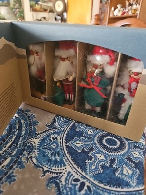Vtg 1994 Nutcracker Village Set of 4 Santa Ornaments Wooden Nutcrackers 