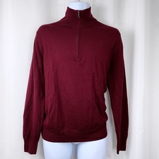 Brooks Brothers 1/4 Quarter Zip Sweater Burgundy 100 Merino Wool Men's M