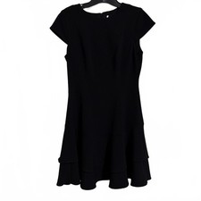 Eliza J EJ7M5173 Black Stretch Crepe Tiered Ruffle Sheath Dress Women's Size 4