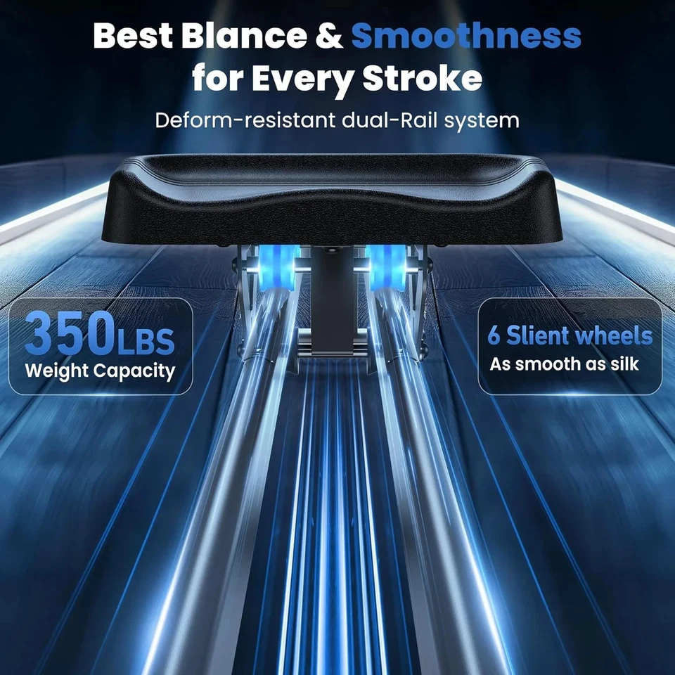 Máquina de Remo Magnética para el Hogar, Remo con Capacidad 350LBS, Doble Riel Deslizante Foto 3 de 4