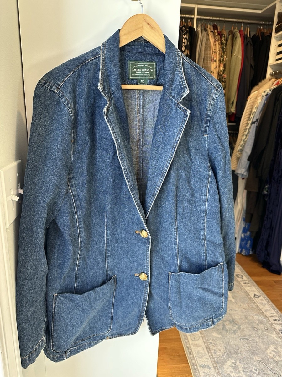 Vintage Ralph Lauren 1X Gold Button Denim Blazer Jean Jacket | eBay