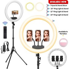 12" Ring Light with Tripod Stand & Phone Holder Selfie Ring Light Live Video UK