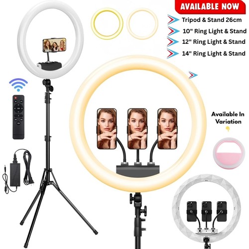12" Ring Light with Tripod Stand & Phone Holder Selfie Ring Light Live Video UK