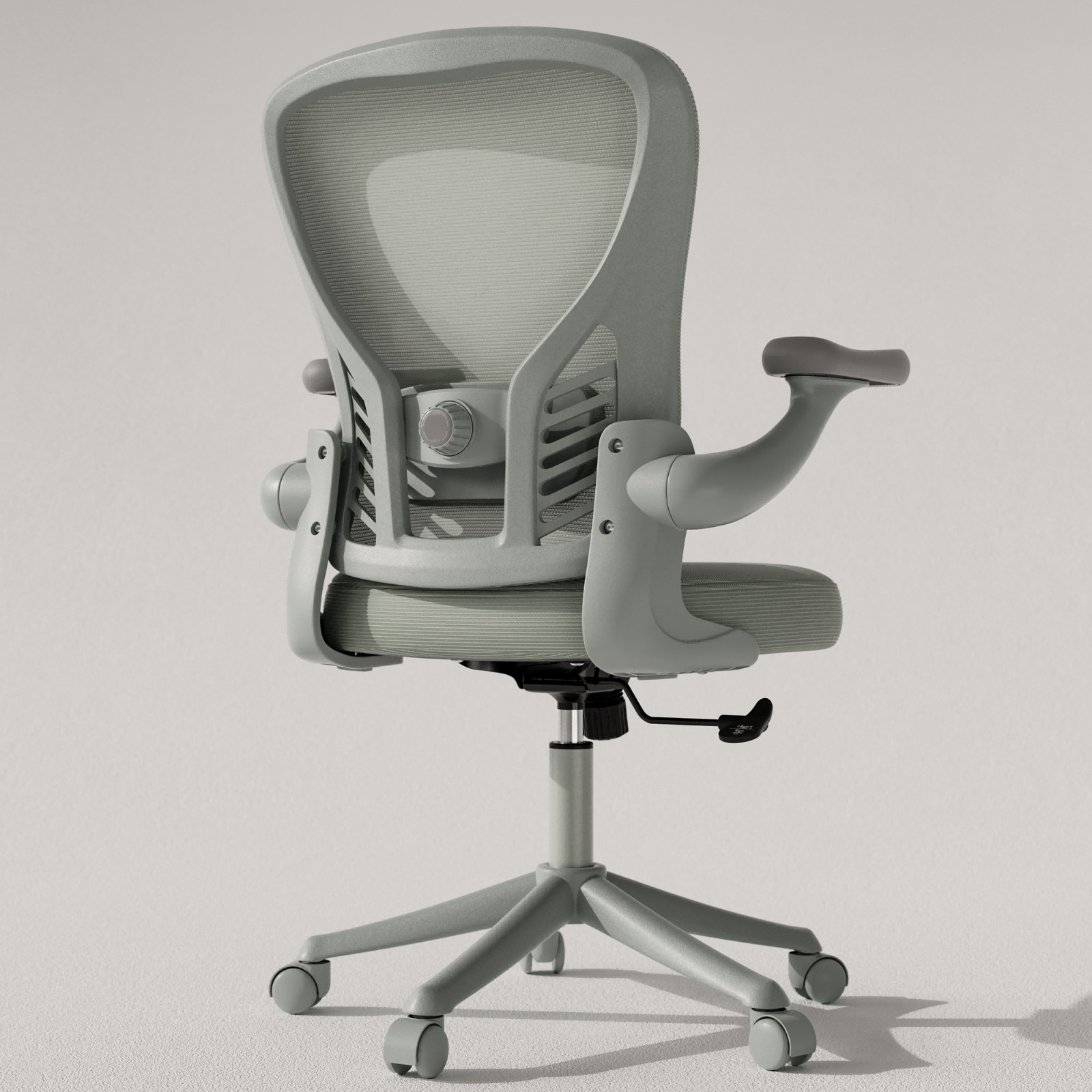Grey Mesh Home Desk Office Chair With Flip Up Arms