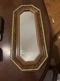 Vintage Mid Century Octagonal Wall Mirror and Gold Trim Homco