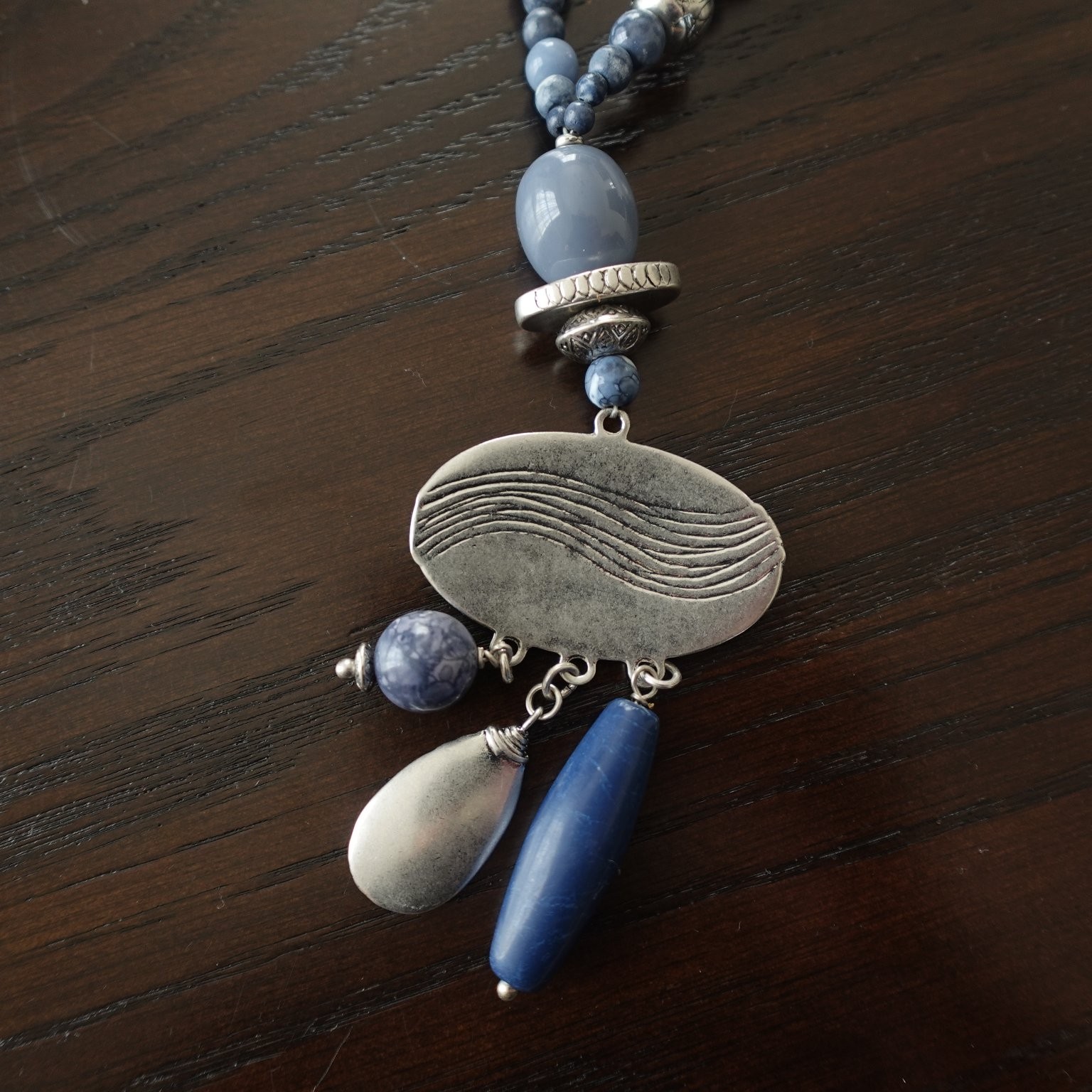 Chico's Beaded Statement Necklace Adjustable Blue… - image 9