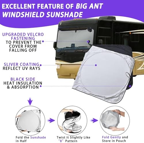 RV Windshield Sunshade Cover, Reflective Car Windshield Sun Blocker for Sun - Picture 7 of 8