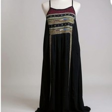 Anthropologie Raga Embroidered Maxi Beach Vacation Dress Medium New Boho