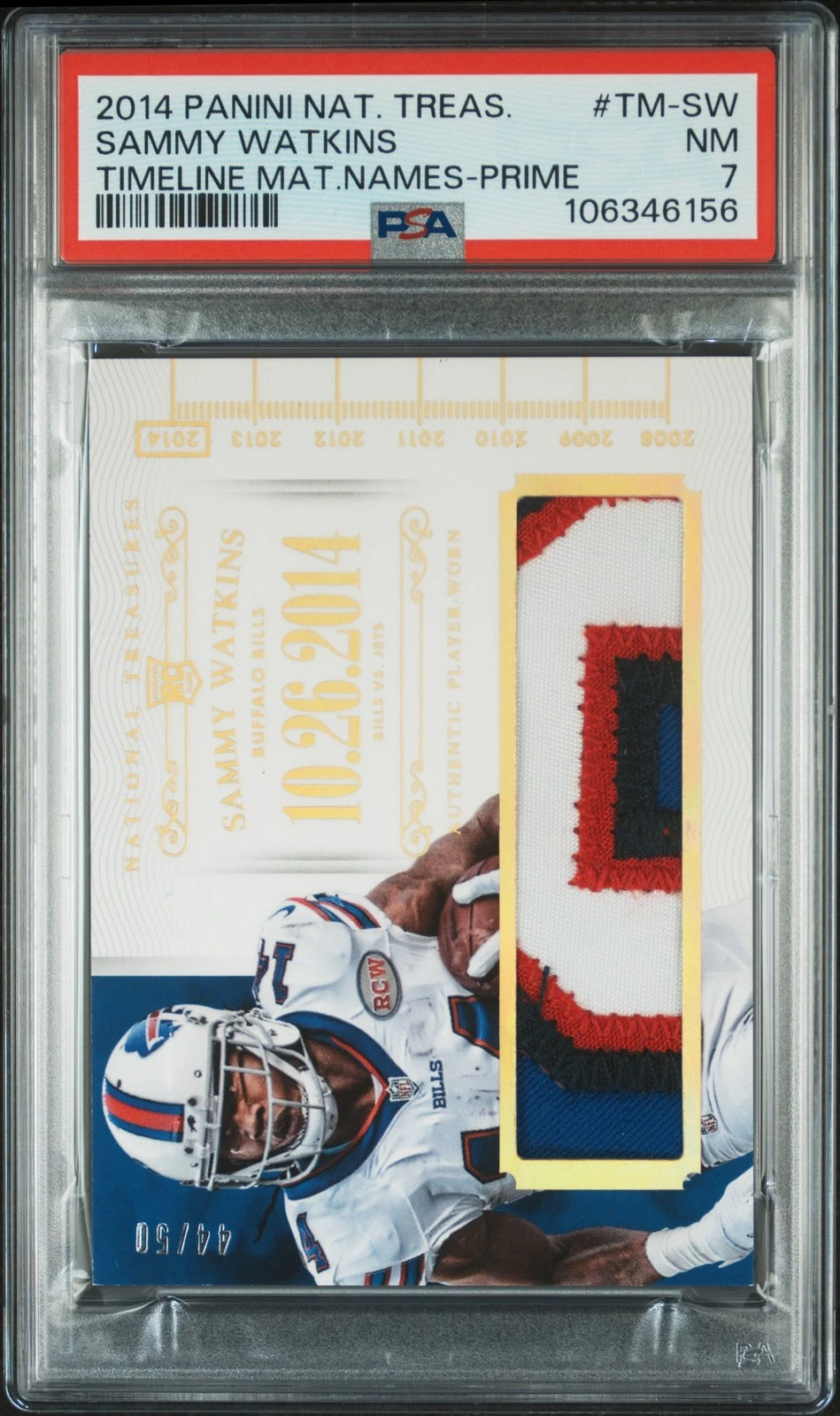 Sammy Watkins Panini National Treasures Timeline Materials Names #TMSW Prime