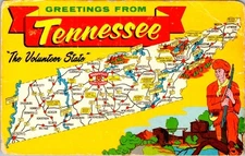 1950s Tennessee Map Postcard H S Crocker Mirro-Krome Highways Americana