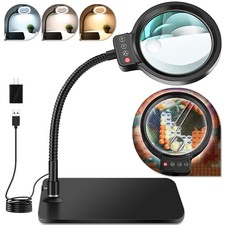 30X 10X Magnifying Glass with Light and Stand, 72 LED 3 Color Modes Stepless ...