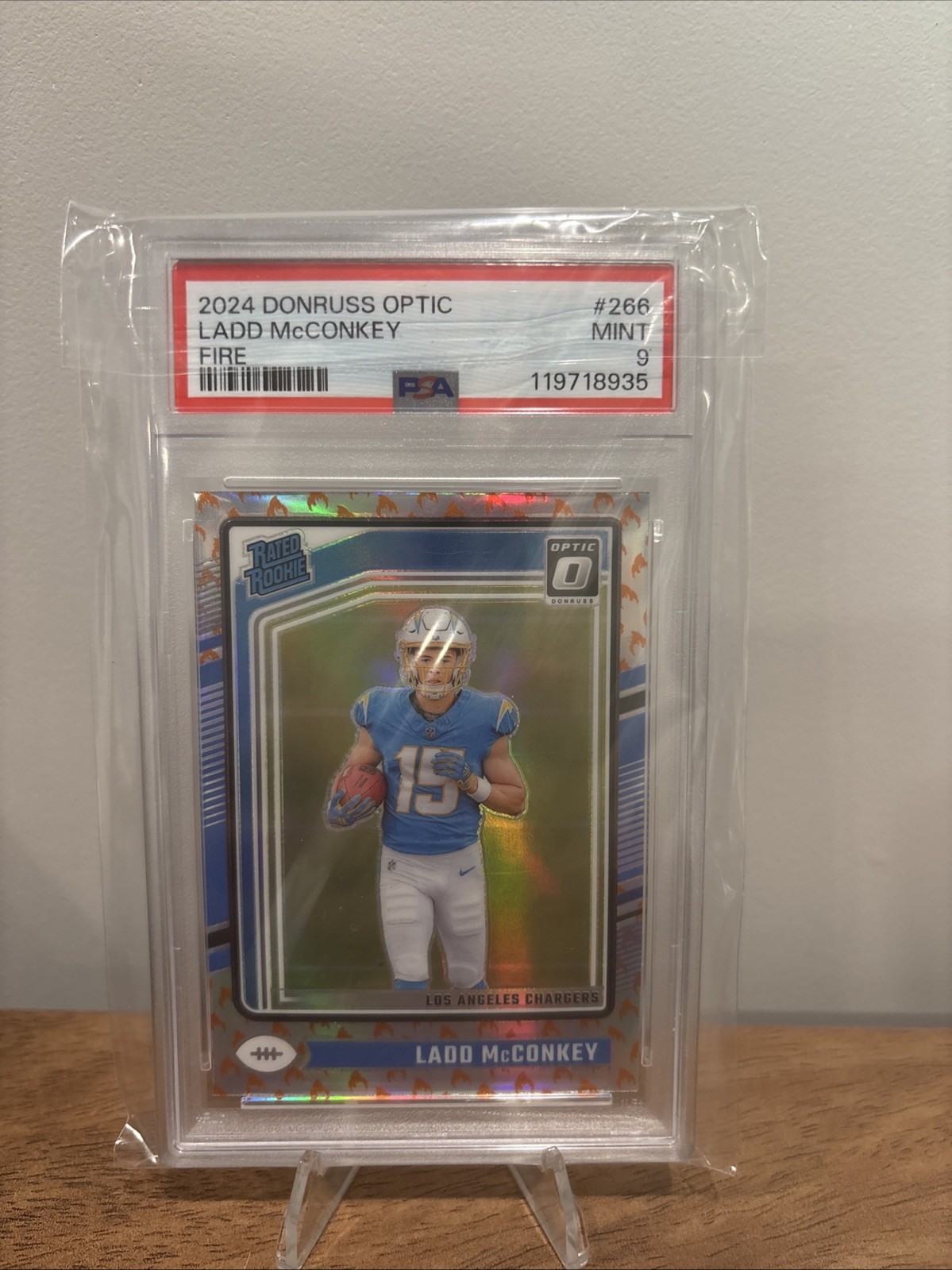 2024 Donnie’s Optic - Ladd McConkey Fire Emoji PSA 9 RC #266