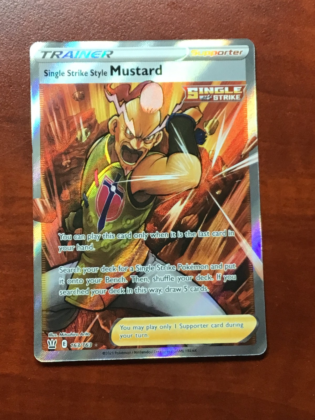 2021 Pokemon Battle Styles Single Strike Style Mustard Full Art 163/163 NM