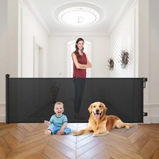 Retractable Baby Gate for Stairs, Dog Gate Indoor 55" Wide  34" Tall Gray.
