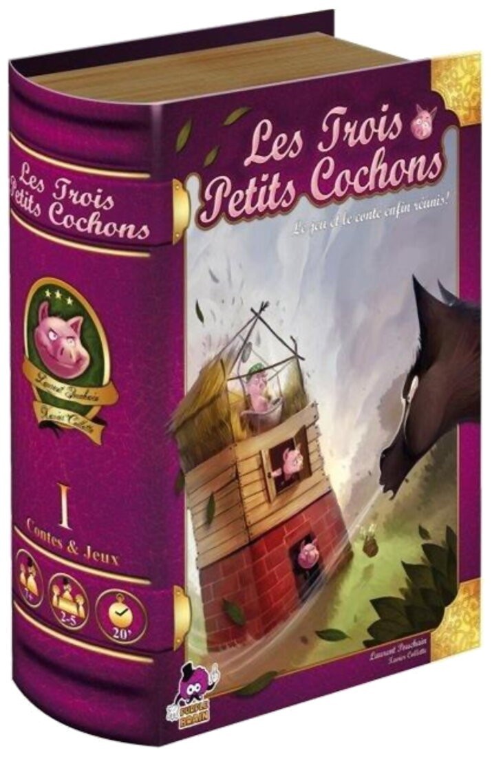 Coffret livre Les Trois Petits Cochons en bois pour cadeau d'anniversaire 3 ans