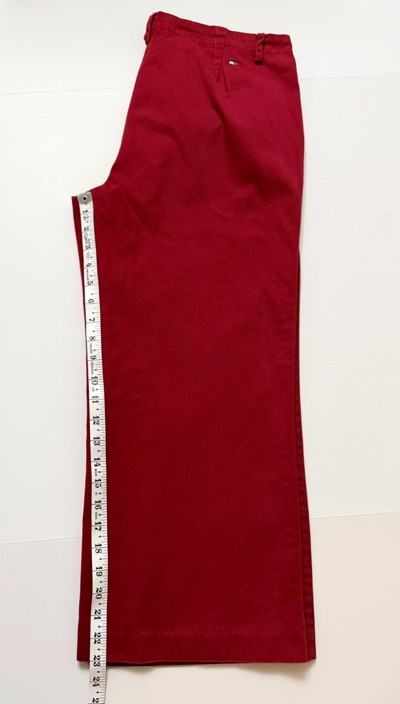 Tommy Hilfiger Women's Bright Red Cotton Pants Inseam 23" Straight Ankle Size 8 thumbnail 4