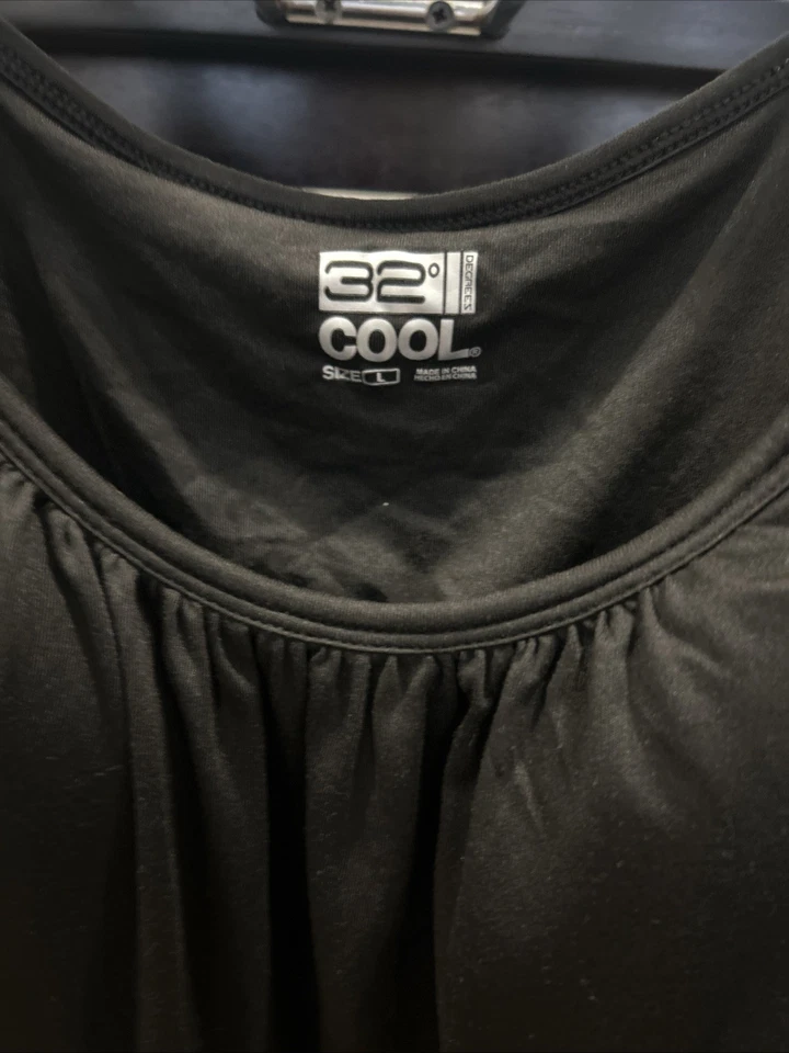 32 DEGREES COOL Tank Top Womens L Black Blouse Built in Bra Comfy Stretch Active - Image 2 of 4