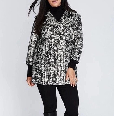 Lane Bryant Metallic Sliver Black Shimmer Evening Coat Woman 22/24 Career Event