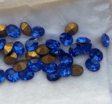 Pkg 36 Vintage Sapphire SWAROVSKI Art 286 Oval 10x12 mm Crystal Gold Foiled