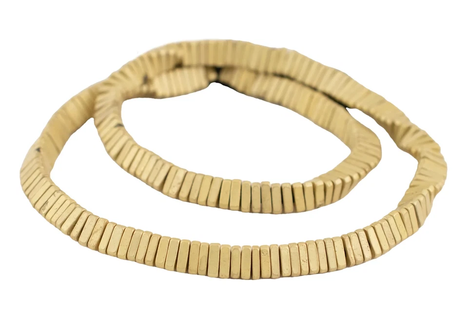 Matte Brass Faceted Triangle Heishi Beads 6mm Unusual Large Hole 16 Inch Strand - Image 3 of 4