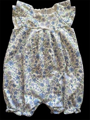 Baby Club Chic (Peru) NWOT White/Blue/Lavender Floral Pima Cotton Bubble-3-6Mos