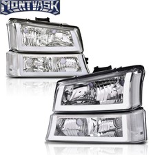 Fit For 03-06 Chevy Silveradoavalanche Clear Chrome Headlights W Led Drl